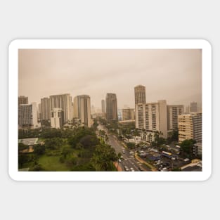 downtown Honolulu on a cloudy day 2 Sticker